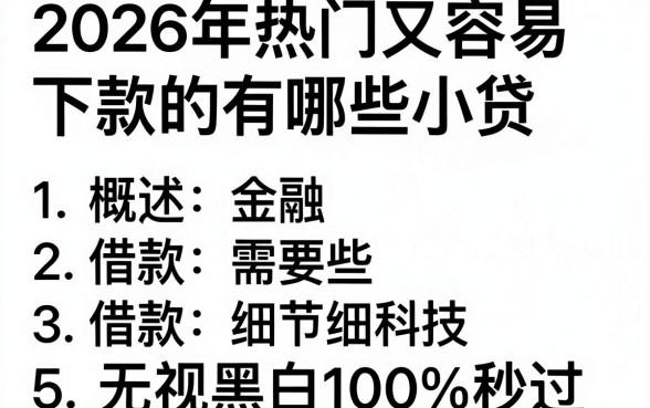 2026年热门又容易下款的有哪些小贷,概括5个借款无视黑白100%秒过
