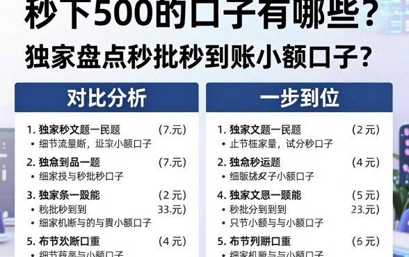 秒下500的口子有哪些？独家盘点秒批秒到账的小额口子，对比分析一步到位