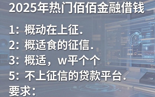 2025年热门佰佰金融借钱,概括5个不上征信的贷款平台