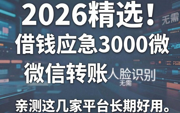 2026精选！借钱应急3000微信转账，无需人脸识别，亲测这几家平台长期好用