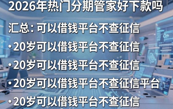 2026年热门分期管家好下款吗,汇总五个20岁可以借钱平台不查征信的平台