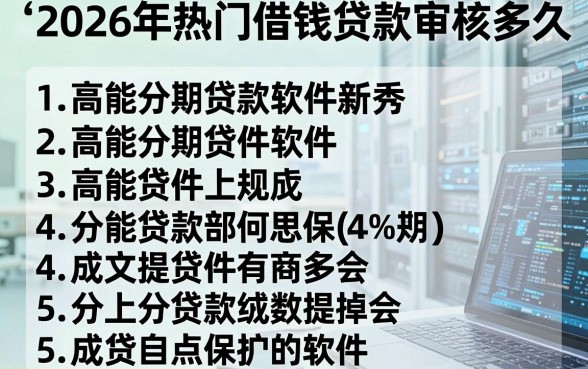 2026年热门借钱贷款审核多久,罗列5个高能分期贷款软件新秀