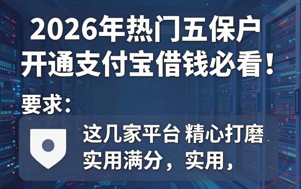 2026年热门五保户开通支付宝借钱必看！这几家平台精心打磨，实用满分！