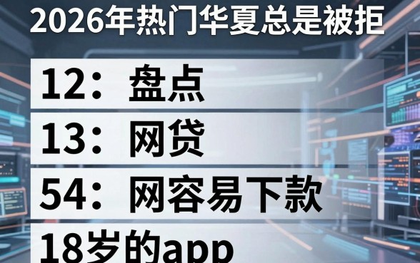 2026年热门华夏总是被拒,盘点五个网贷容易下款18岁的app