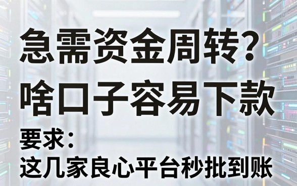 急需资金周转？啥口子容易下款，这几家良心平台秒批到账！