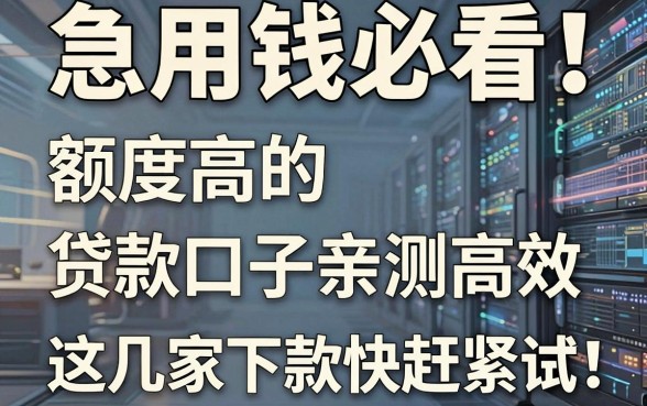急用钱必看！额度高的贷款口子亲测高效，这几家下款快赶紧试！
