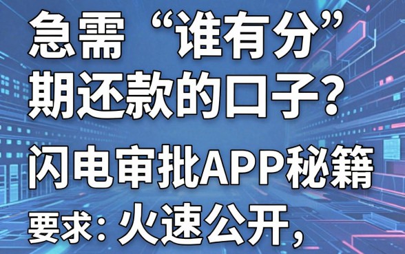 急需“谁有分期还款的口子”?这几家闪电审批APP秘籍火速公开!