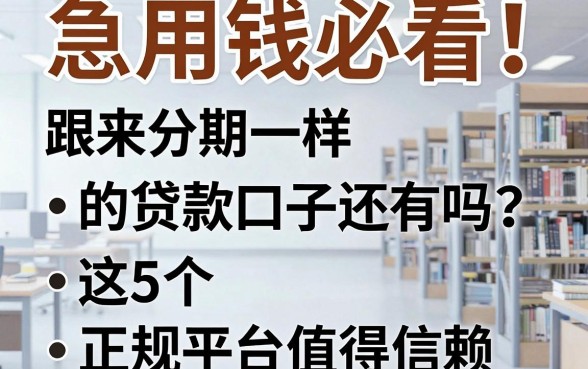 急用钱必看!跟来分期一样的贷款口子还有吗?这5个正规平台值得信赖!