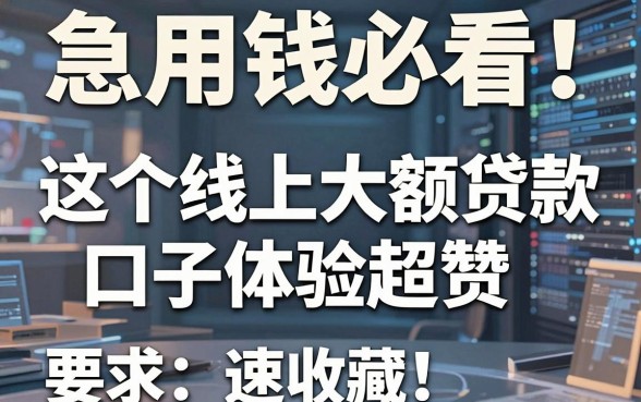 急用钱必看!这5个线上大额贷款口子体验超赞,速收藏!