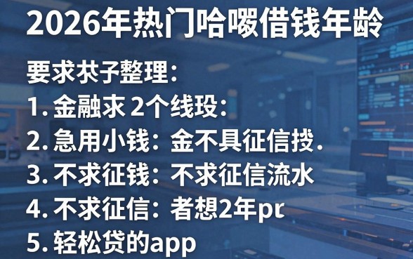 2026年热门哈啰借钱年龄,整理五个急用小钱不求征信流水轻松贷的app
