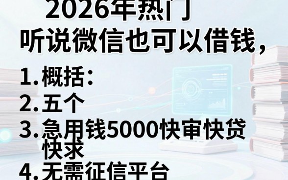 2026年热门听说微信也可以借钱,概括五个急用钱5000快审快贷无需征信平台