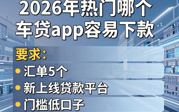 2026年热门哪个车贷app容易下款，汇总5个新上线贷款平台门槛低口子