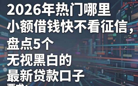 2026年热门哪里小额借钱快不看征信，盘点5个无视黑白的最新贷款口子