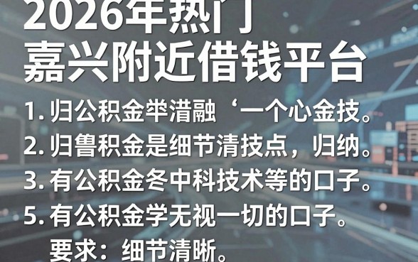 2026年热门嘉兴附近借钱平台，归纳5个有公积金无视一切的口子