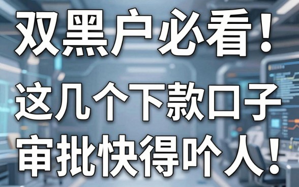 双黑户必看!这几个下款口子审批快得吓人