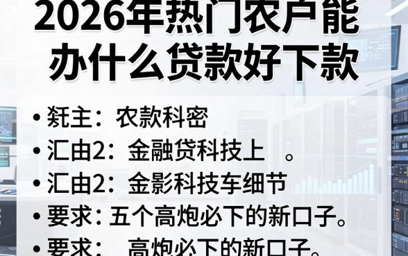2026年热门农户能办什么贷款好下款，汇总五个高炮必下的新口子