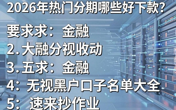2026年热门分期哪些好下款?五大无视黑户口子名单大全速来抄作业