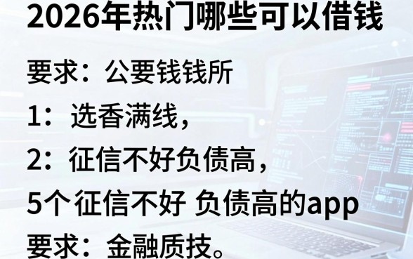 2026年热门哪些可以借钱，汇总5个征信不好负债高的app