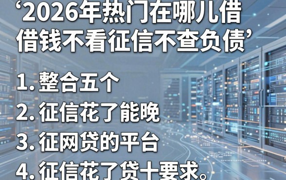 2026年热门在哪儿借钱不看征信不查负债,整合五个征信花了能网贷的平台