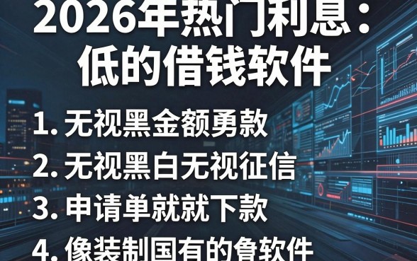 2026年热门利息低的借钱软件，概括五个无视黑白无视征信申请就下款的软件