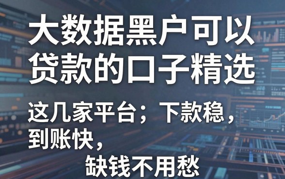 大数据黑户可以贷款的口子精选，这几家平台下款稳、到账快，缺钱不用愁！