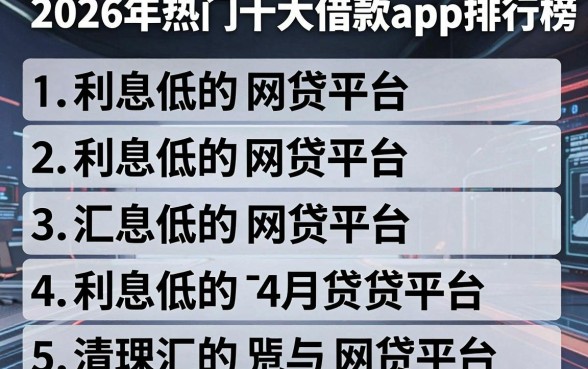 2026年热门十大借款app排行榜，汇总五个利息低的网贷平台