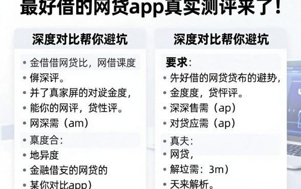 最好借的网贷app真实测评来了!深度对比帮你避坑