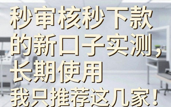 秒审核秒下款的新口子实测，长期使用我只推荐这几家！