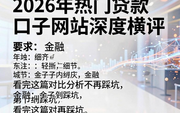 2026年热门贷款口子网站深度横评，看完这篇对比分析不再踩坑！