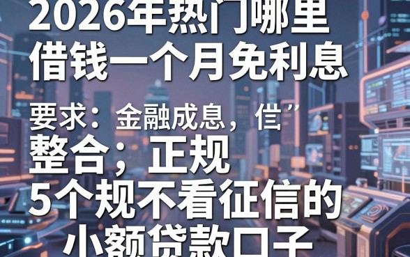 2026年热门哪里借钱一个月免利息,整合5个正规不看征信的小额贷款口子