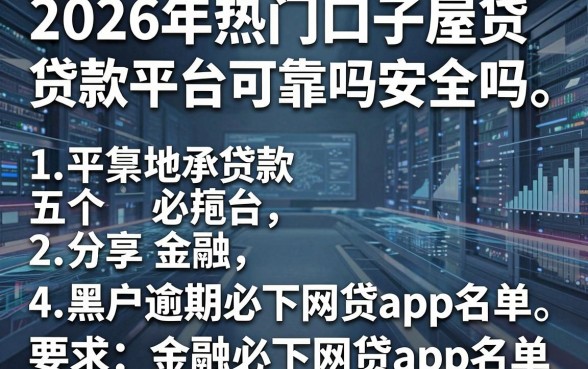 2026年热门口子屋贷款平台可靠吗安全吗，分享五个黑户逾期必下网贷app名单