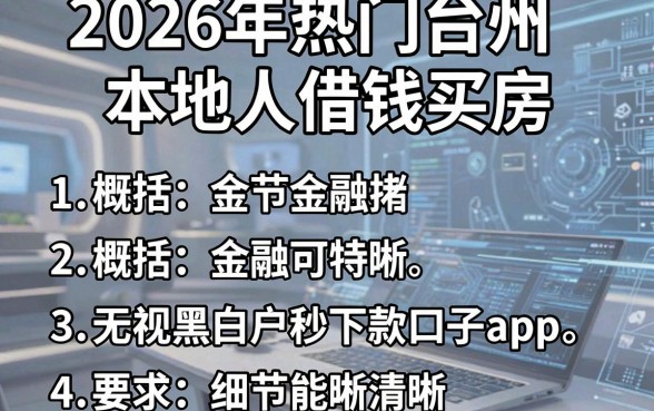 2026年热门台州本地人借钱买房，概括五个无视黑白户秒下款口子app