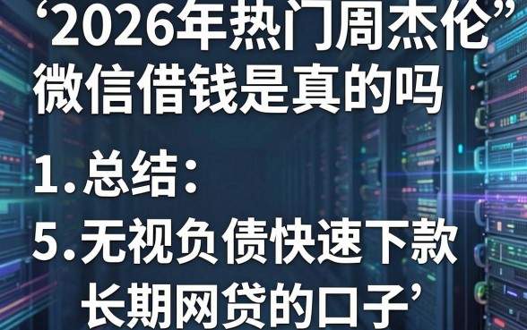 2026年热门周杰伦微信借钱是真的吗,总结5个无视负债快速下款长期网贷的口子