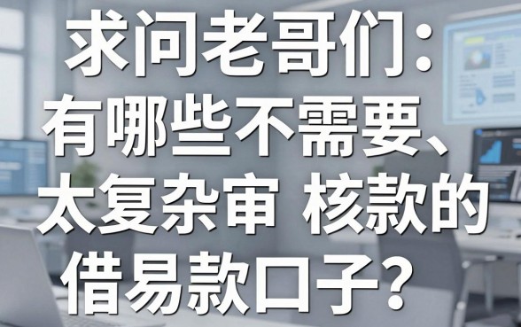 求问老哥们：有哪些不需要太复杂审核、容易满标下款的借款口子？