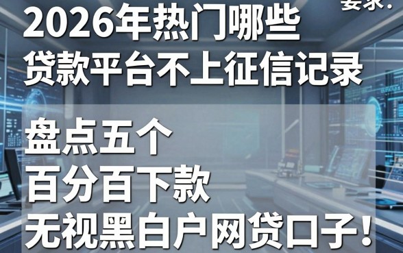 2026年热门哪些贷款平台不上征信记录，盘点五个百分百下款无视黑白户网贷口子