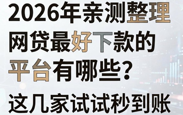 2026年亲测整理：网贷最好下款的平台有哪些？这几家试试秒到账