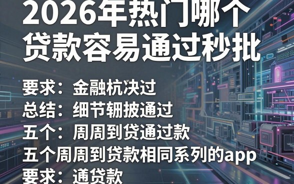 2026年热门哪个贷款容易通过秒批，总结五个周周到贷款相同系列的app