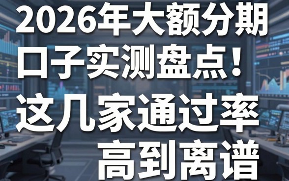 2026年大额分期口子实测盘点！这几家通过率高到离谱，错过拍大腿