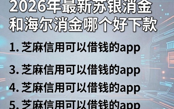 2026年最新苏银消金和海尔消金哪个好下款，罗列5个芝麻信用可以借钱的app
