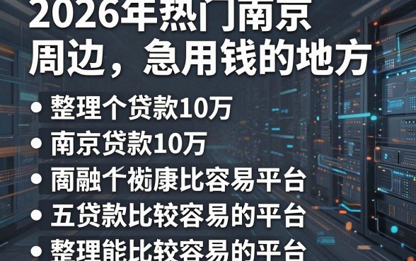 2026年热门南京周边急用钱的地方,整理五个贷款10万比较容易的平台