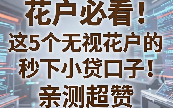 花户必看!这5个无视花户的秒下小贷口子,亲测超赞
