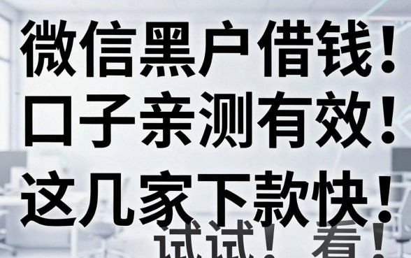 微信黑户借钱口子亲测有效,这几家下款快试试看!