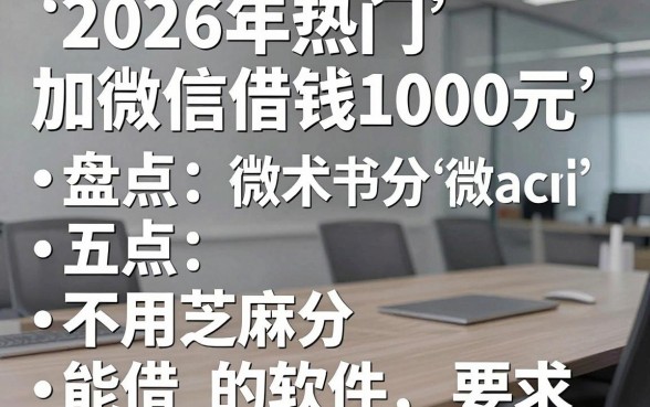 2026年热门加微信借钱1000元，盘点五个不用芝麻分能借的软件