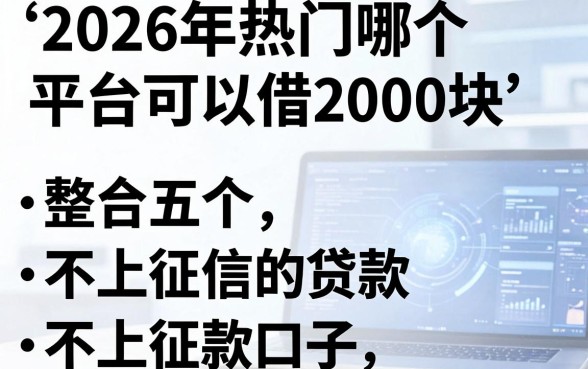2026年热门哪个平台可以借2000块，整合五个不上征信的贷款口子