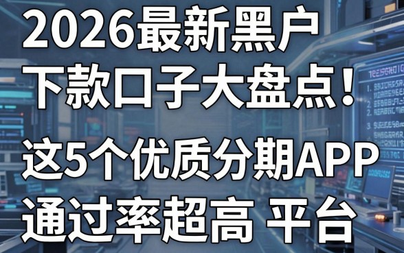 2026最新黑户下款口子大盘点!这5个优质分期APP平台通过率超高