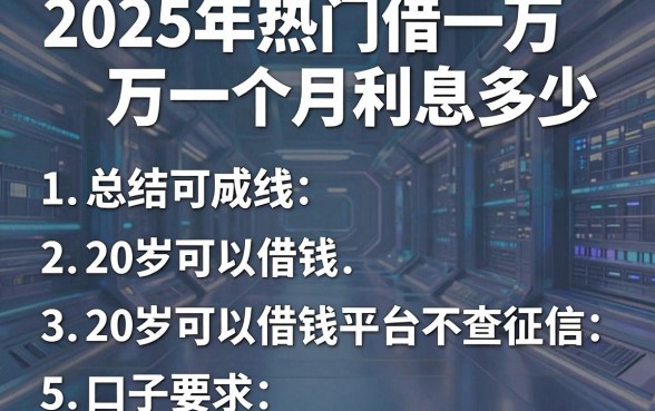 2025年热门借一万一个月利息多少，总结5个20岁可以借钱平台不查征信的口子