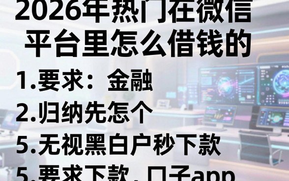 2026年热门在微信平台里怎么借钱的，归纳5个无视黑白户秒下款口子app
