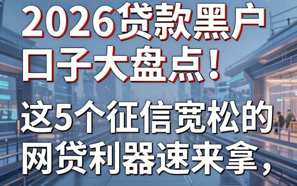 2026贷款黑户口子大盘点！这5个征信宽松的网贷利器速来拿
