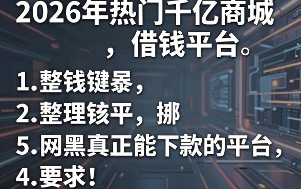 2026年热门千亿商城借钱平台,整理5个网黑真正能下款的平台