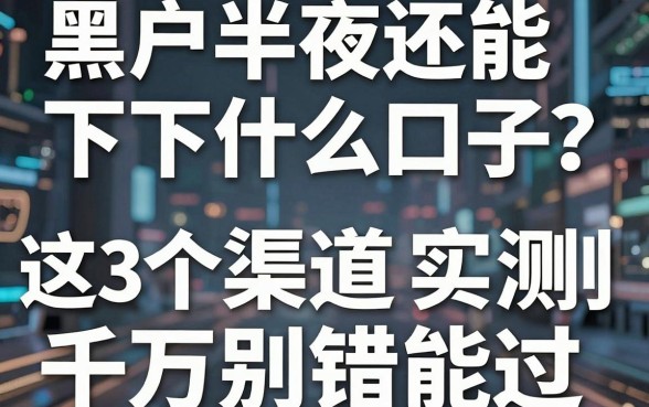 黑户半夜还能下什么口子？这3个渠道实测能过，千万别错过！